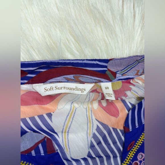 Soft Surroundings Tory Tunic Floral Embroidered Sheer Long Sleeve Sz 2X - Picture 5 of 13